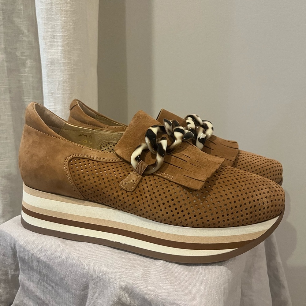 Softwaves Cadie Platform Slip-On Sneaker- Cognac 38 NIB